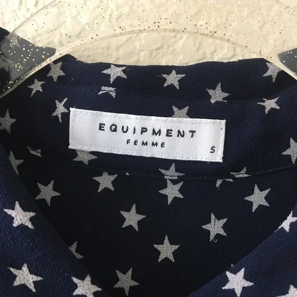 SOLD on eBay✨You’re A Star ⭐️ Navy Blue Sheer Silk Star Blouse - Picture 5 of 16